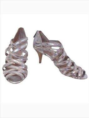 DKNY "Ellen" Silver Strappy Back Entry Heel- Sz. 8.5